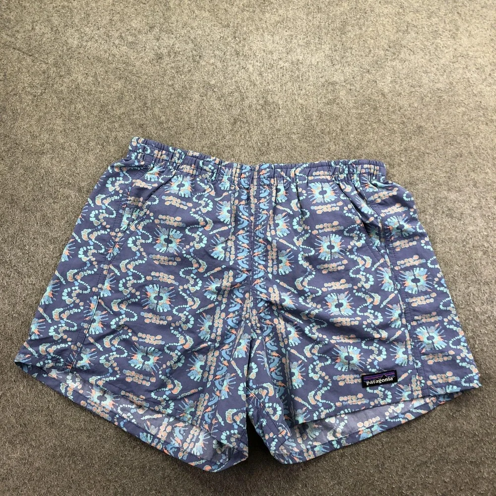 Patagonia Shorts Mens Medium Blue Geometric Print Swim Trunks Pockets